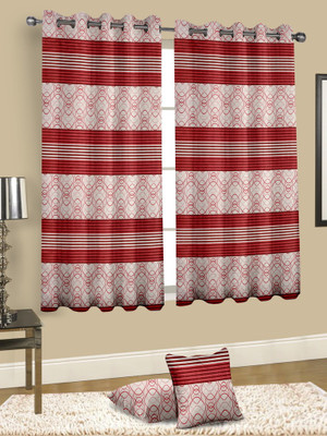 

Cortina 150 cm (5 ft) Jacquard Window Curtain Single Curtain(Striped, Multicolor)