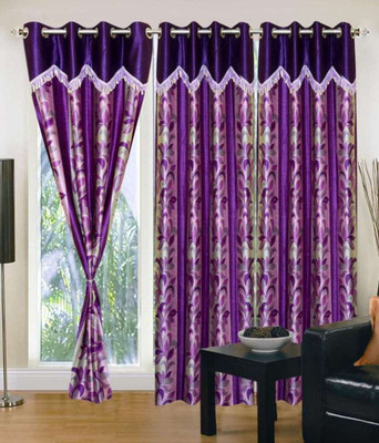 

Super India 215 cm (7 ft) Polyester Door Curtain (Pack Of 3)(Floral, Purple)