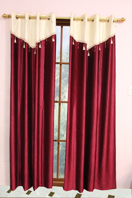 

Metro Living 213 cm (7 ft) Polyester Window & Door Curtain (Pack Of 2)(Plain, Red)