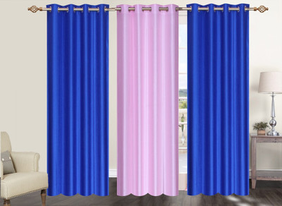 

Furnishing Zone 213 cm (7 ft) Polyester Door Curtain (Pack Of 3)(Plain, Blue, Pink)