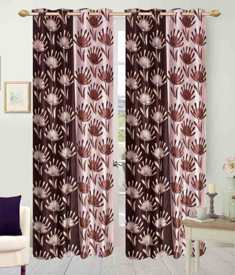 Abhi Decor 274 cm (9 ft) Polyester Long Door Curtain (Pack Of 2)(Printed, Brown)