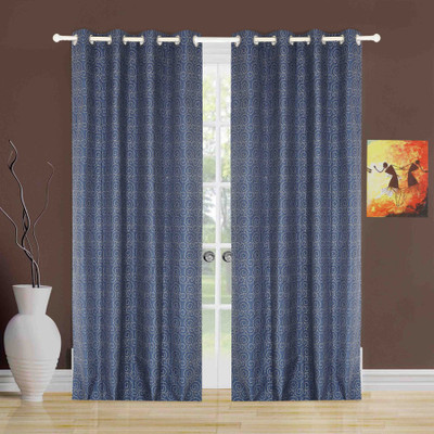 

BE 213 cm (7 ft) Jacquard Door Curtain (Pack Of 2)(Geometric, Silver)