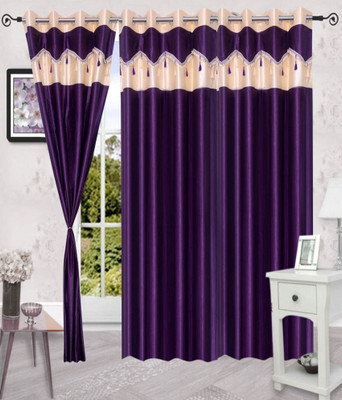 

PariHomefurnishing 274 cm (9 ft) Polyester Long Door Curtain (Pack Of 3)(Self Design, Multicolor)