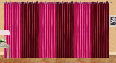 

Ville Style 275 cm (9 ft) Polyester Long Door Curtain (Pack Of 6)(Solid, Pink, Maroon), Maroon;pink
