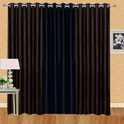 

Excel Bazaar 214 cm (7 ft) Polycotton Door Curtain (Pack Of 3)(Plain, Brown-1black)