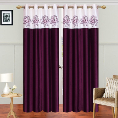 

Abhi Decor 274 cm (9 ft) Silk Long Door Curtain (Pack Of 2)(Embroidered, Multicolor)