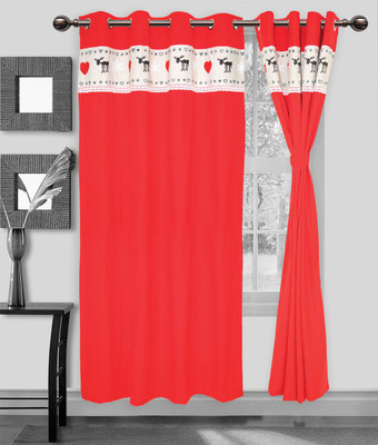 

Elan 210 cm (7 ft) Cotton Door Curtain Single Curtain(Animal, Red)