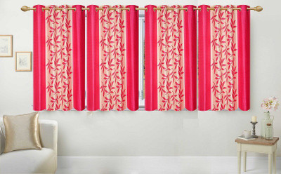 

Ville Style 153 cm (5 ft) Polyester Window Curtain (Pack Of 4)(Floral, Pink)