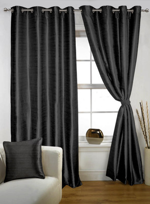 

Lushomes 274.32 cm (9 ft) Polyester Long Door Curtain Single Curtain(Plain, Black)