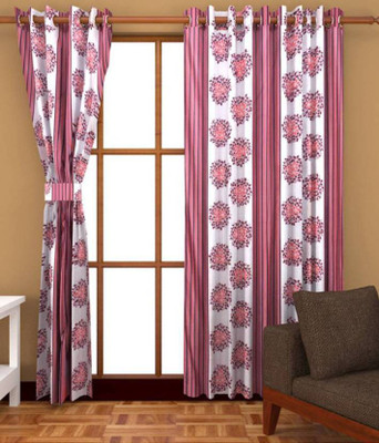 

Red N Hot 152 cm (5 ft) Polyester Window Curtain (Pack Of 2)(Floral, Pink)