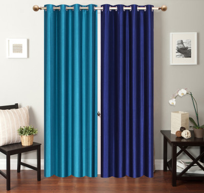 

Furnishing Zone 274 cm (9 ft) Polyester Long Door Curtain (Pack Of 2)(Plain, Light Blue, Blue), Blue;light blue
