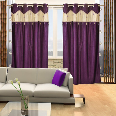 

Super India 215 cm (7 ft) Polyester Door Curtain (Pack Of 2)(Plain, Purple)