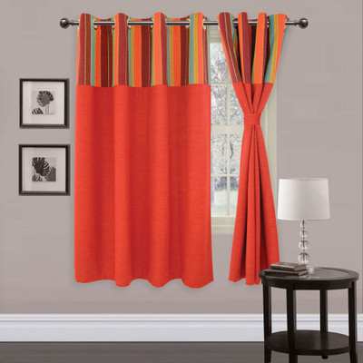 

Elan 150 cm (5 ft) Cotton Window Curtain Single Curtain(Abstract, Red)