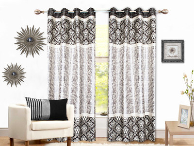 

STRINGS 274 cm (9 ft) Jacquard Window & Door Curtain (Pack Of 2)(Floral, Multicolor)