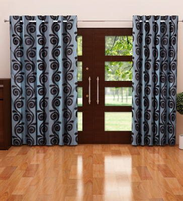 

Home Candy 212 cm (7 ft) Polyester Door Curtain (Pack Of 2)(Abstract, Blue)