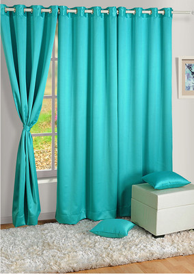 31% OFF on SWAYAM 229 cm (7 ft) Polyester Door Curtain Single Curtain(Solid, Blue)