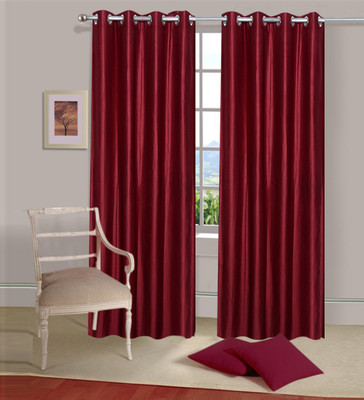 

Excel Bazaar 214 cm (7 ft) Polycotton Door Curtain (Pack Of 2)(Plain, Maroon)