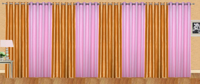 

Stella Creations 275 cm (9 ft) Polyester Long Door Curtain (Pack Of 8)(Solid, Gold, Pink)