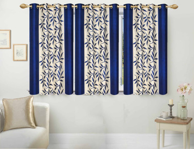 

Excel Bazaar 154 cm (5 ft) Polycotton Window Curtain (Pack Of 3)(Floral, Blue)