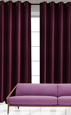 

India Furnish 213 cm (7 ft) Polyester Door Curtain (Pack Of 3)(Floral, Purple)