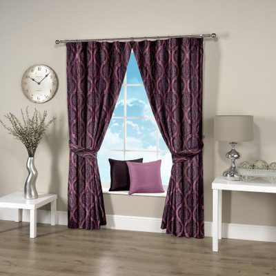 

Threadmix 152 cm (5 ft) Polyester Window Curtain (Pack Of 2)(Motif, Purple)