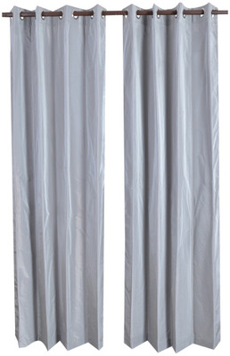 

MABA 215 cm (7 ft) Polyester Door Curtain (Pack Of 2)(Plain, Silver)