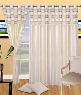 

deepanshi handloom 152 cm (5 ft) Polyester Window Curtain (Pack Of 2)(Plain, Beige)