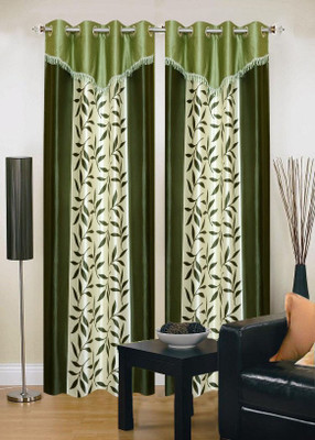

Stella Creations 214 cm (7 ft) Polyester Door Curtain (Pack Of 2)(Printed, Green)