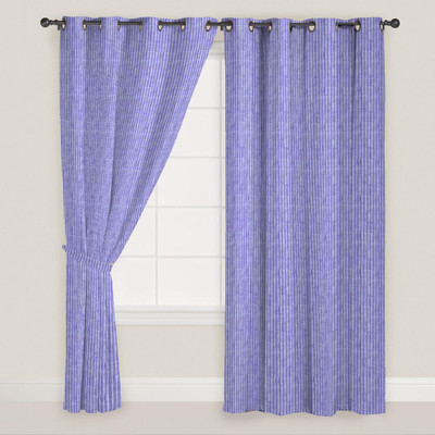 

FurnishingLand 152 cm (5 ft) Polycotton Window & Door Curtain (Pack Of 2)(Striped, Purple)