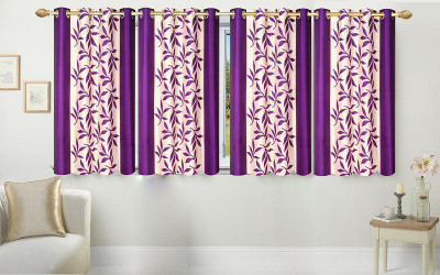 

Stella Creations 152 cm (5 ft) Polyester Window Curtain (Pack Of 4)(Printed, Purple)