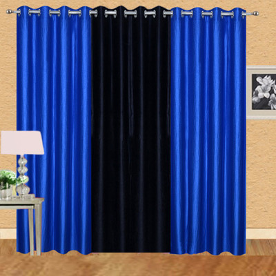

Excel Bazaar 214 cm (7 ft) Polycotton Door Curtain (Pack Of 3)(Plain, Royalblue-1black)