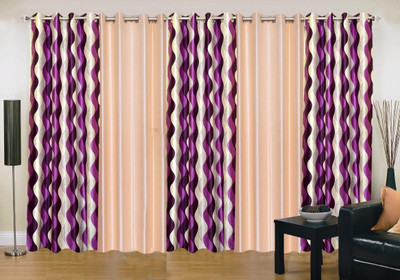 

Ville Style 275 cm (9 ft) Polyester Long Door Curtain (Pack Of 5)(Abstract, Purple, Cream), Cream;purple