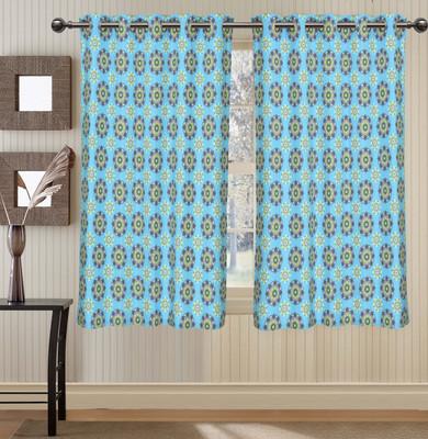 

Elan 150 cm (5 ft) Cotton Window Curtain Single Curtain(Printed, Blue)