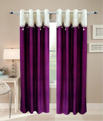 

JT International 213.36 cm (7 ft) Polyester Door Curtain (Pack Of 2)(Geometric, Purple)