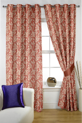 

Threadmix 152 cm (5 ft) Polycotton Window Curtain (Pack Of 2)(Floral, Orange)