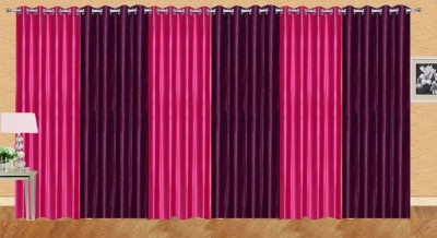 Stella Creations 214 cm (7 ft) Polyester Room Darkening Door Curtain (Pack Of 6)(Solid, Purple, Pink)