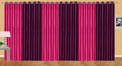 Stella Creations 214 cm (7 ft) Polyester Room Darkening Door Curtain (Pack Of 6)(Solid, Purple, Pink)