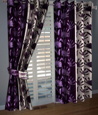 

Panipat Textile Hub 274 cm (9 ft) Polyester Long Door Curtain (Pack Of 2)(Floral, Purple)