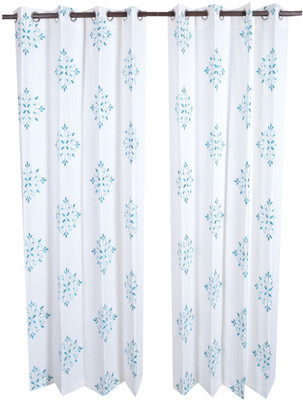

MABA 215 cm (7 ft) Cotton Door Curtain (Pack Of 2)(Embroidered, White)