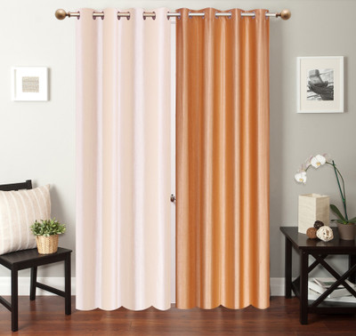 

Furnishing Zone 213 cm (7 ft) Polyester Door Curtain (Pack Of 2)(Plain, White, Beige), Beige;white