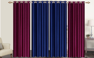 

Furnishing Zone 152 cm (5 ft) Polyester Window Curtain (Pack Of 4)(Plain, Purple, Blue), Blue;purple