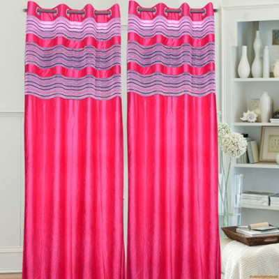 

JT International 213.36 cm (7 ft) Polyester Door Curtain (Pack Of 2)(Solid, Pink)