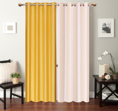 

Furnishing Zone 274 cm (9 ft) Polyester Long Door Curtain (Pack Of 2)(Plain, Yellow, White), White;yellow