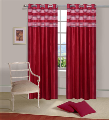 

Excel Bazaar 214 cm (7 ft) Polycotton Door Curtain (Pack Of 2)(Plain, Red)