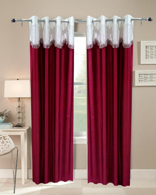 45% OFF on Homefab India 183 cm (6 ft) Polyester Window Curtain (Pack Of 2)(Solid, Maroon)