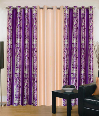 61% OFF on Shopgrab 213 cm (7 ft) Polyester Door Curtain (Pack Of 3)(Printed, Purple, Beige)