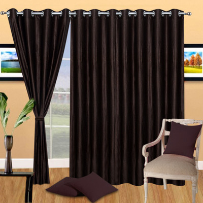 

Excel Bazaar 214 cm (7 ft) Polycotton Door Curtain (Pack Of 3)(Plain, Brown)