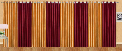 

Stella Creations 275 cm (9 ft) Polyester Long Door Curtain (Pack Of 8)(Solid, Gold, Maroon)