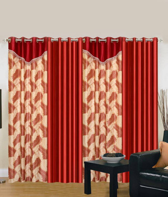 

PHF 213 cm (7 ft) Polyester Door Curtain (Pack Of 4)(Floral, Plain, Maroon)