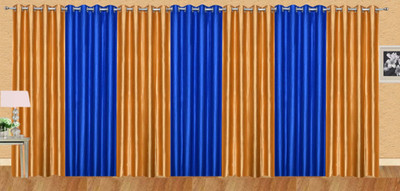 

Ville Style 275 cm (9 ft) Polyester Long Door Curtain (Pack Of 7)(Solid, Gold, Blue), Blue;gold